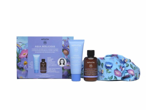 Apivita Set Aqua Beelicious Comfort Απαλή Κρέμα Ενυδάτωσης Πλούσιας Υφής 40ml  + Δώρο Cleansing Foam Αφρός Καθαρισμού για Πρόσωπο & Μάτια 50ml + Κορδέλα Μαλλιών 1τμχ