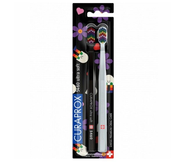Curaprox CS 5460 Duo Ultra Soft Disign Challenge Happy Lil Teeth Οδοντόβουρτσα Πολύ Μαλακή 2τμχ