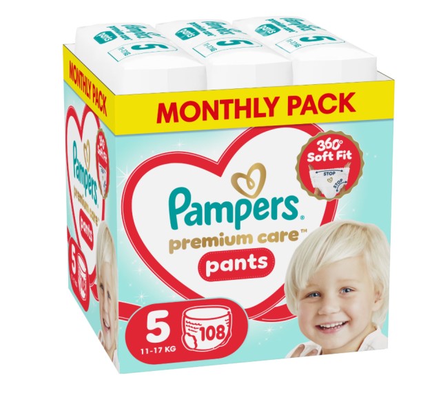Pampers Premium Care Pants Μέγεθος 5 (11kg-17kg) 108 Πάνες-Βρακάκι