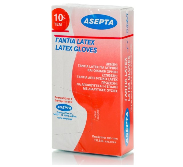 Asepta Latex Γάντια Μιας Χρήσεως Μέγεθος Large 10τμχ