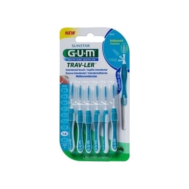 Gum 1614 Μεσοδόντια Trav-Ler Interdental Brush 1,6mm 6τμχ με -25%