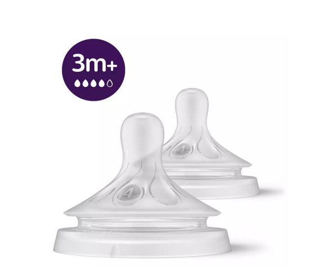 Philips Avent Θηλές Σιλικόνης Natural Response Ροή 4 2τμχ 3m+ SCY964/02