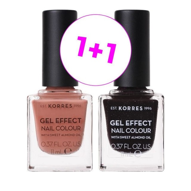 Korres Set Gel Effect Nail Colour 40 Winter Nude 11ml + Δώρο Gel Effect Nail Colour 77 Sequins Plum 11ml