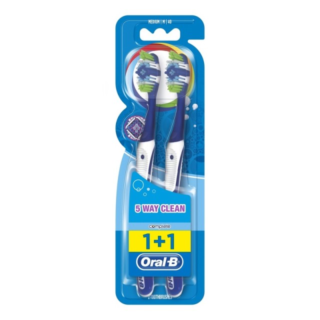 Oral-B Complete Clean 5 Way 40 Medium Οδοντόβουρτσα 2τμχ.