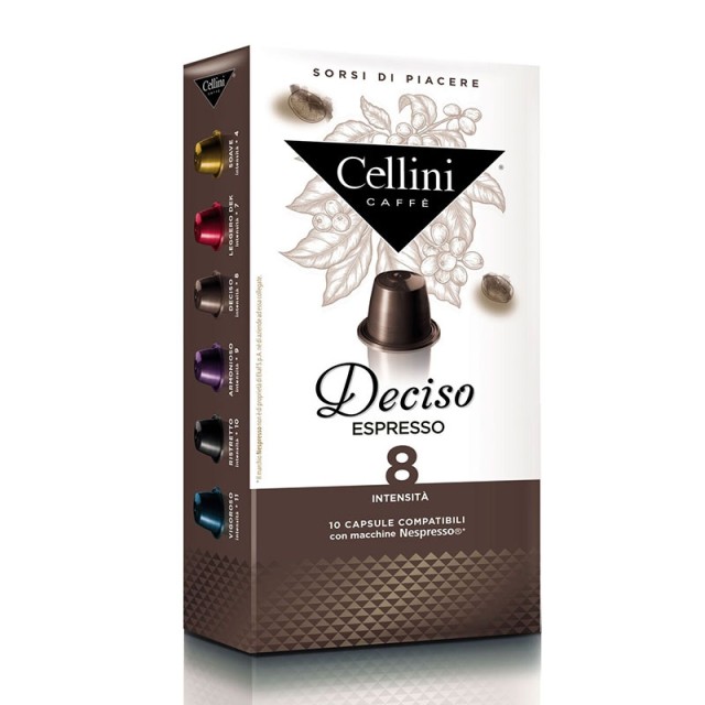 Cellini Καφές Deciso Espresso (Συμβατές με Nespresso) 10caps