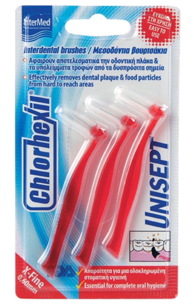 INTERMED Chlorhexil Unisept Interdental Brushes X-Fine 0,60mm 3τμχ