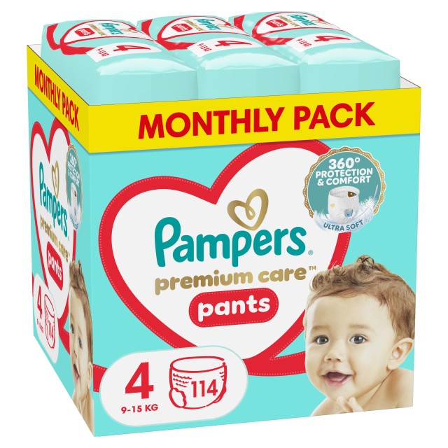 Pampers Premium Care Pants Μέγεθος 4 (9-15Kg) 114 Πάνες-Βρακάκι