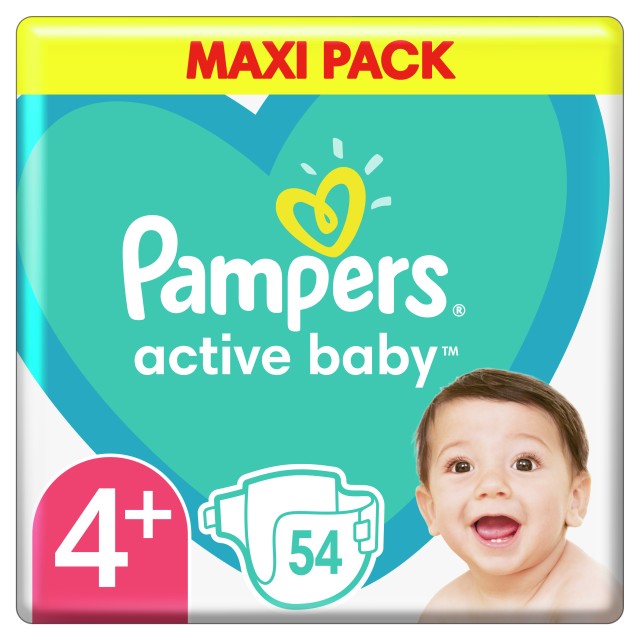 Pampers Active Baby Maxi Pack No.4+ (10-15 kg) 54 Πάνες