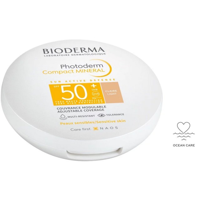 Bioderma Photoderm Compact Mineral Claire Light SPF50+ Make Up Αντηλιακή Πούδρα Προσώπου 10gr