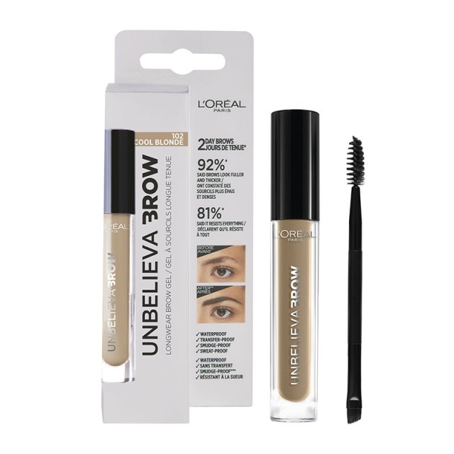 L'Oreal Paris Unbelieva Longwear Brow Gel 102 Cool Blonde 3.4ml