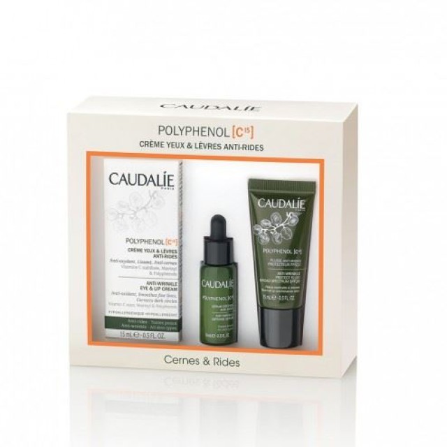 Caudalie PROMO Polyphenol C15 Anti-Wrinkle Eye & Lip cream 15ml, Δώρο με Ορό 10ml & Fluid 15ml