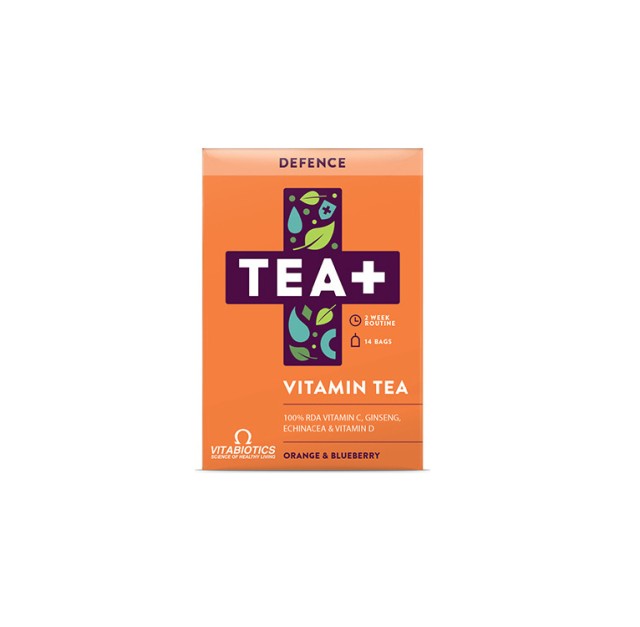 Vitabiotics TEA+ Defence Vitamin Tea με Γεύση Πορτοκάλι & Blueberry 14τμχ