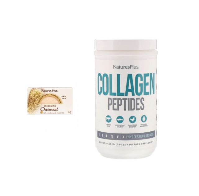 Natures Plus Seet Collagen Peptides 294gr + Δώρο Energizing Oatmeal Cleansing Bar 100gr