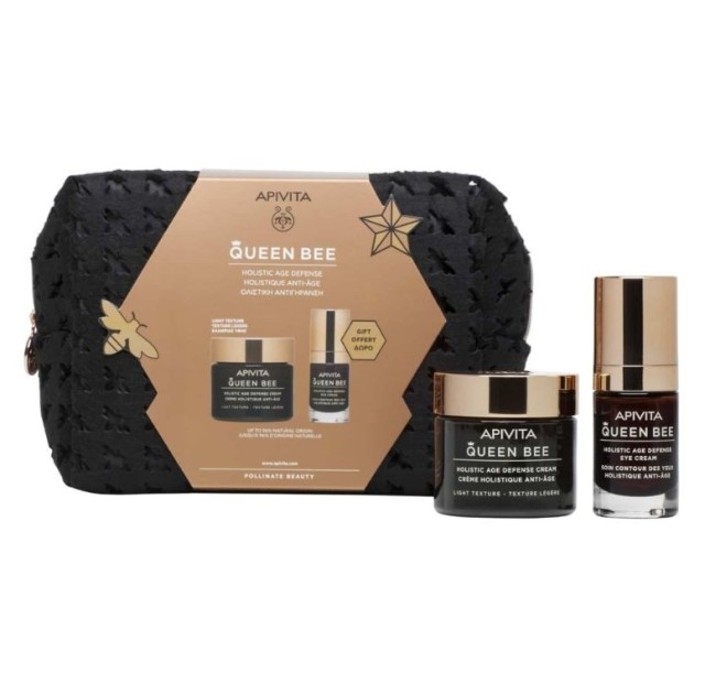 Apivita Set Queen Bee Kρέμα Ολιστικής Αντιγήρανσης Ελαφριάς Υφής 50ml + Δώρο Queen Bee Κρέμα Ματιών Ολιστικής Αντιγήρανσης 15ml