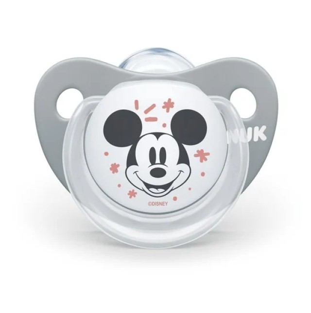 Nuk Trendline Mickey Πιπίλα Σιλικόνης με Θήκη Λευκό-Γκρί 0-6m 1τμχ