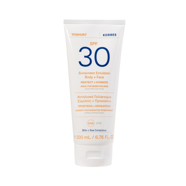 Korres Yoghurt Sunscreen Emulsion Face & Body Spf30 for Sensitive Skin 200ml