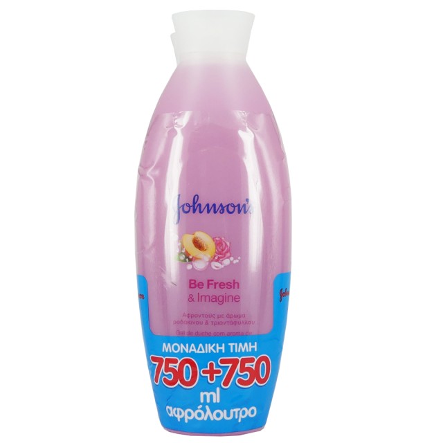 JOHNSON'S BE FRESH & IMAGINE ΑΦΡΟΛΟΥΤΡΟ ΜΕ ΑΡΩΜΑ ΡΟΔΑΚΙΝΟΥ ΚΑΙ ΤΡΙΑΝΤΑΦΥΛΛΟΥ 750ML 1+1 ΔΩΡΟ