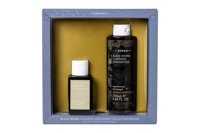 Korres Set Eau de Toilette Black Pepper, Cashmere & Lemonwood 50ml & Αφρόλουτρο Black Pepper, Cashmere & Lemonwood 250ml