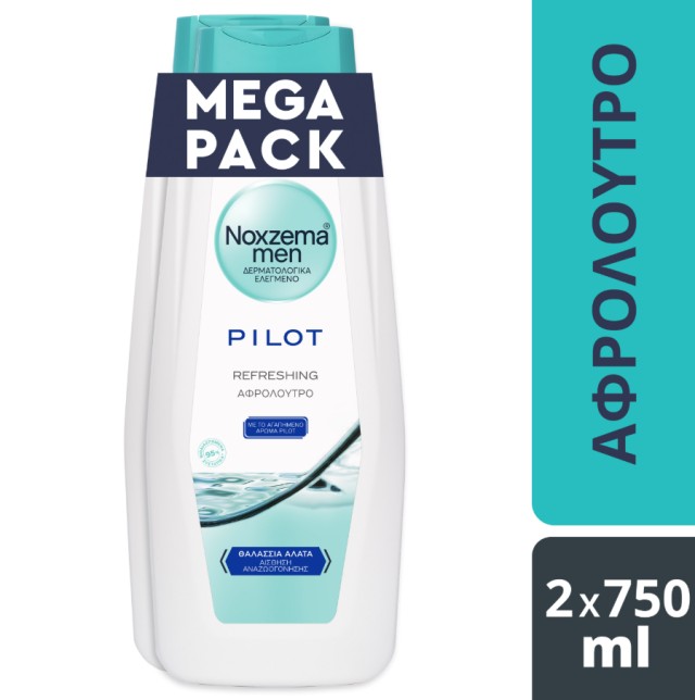 Noxzema Men Mega Pack Pilot Refreshing Showergel 1.5Lt (2x750ml)