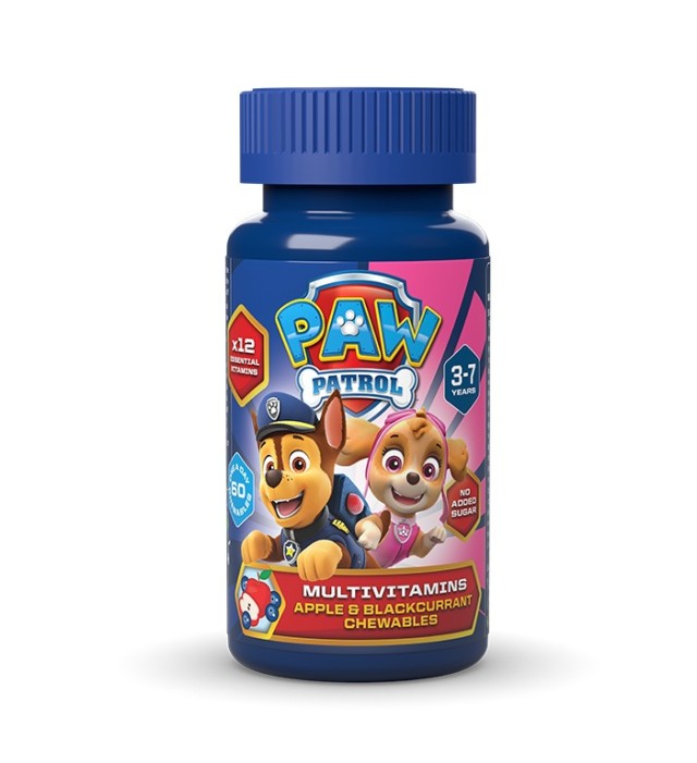 Paw Patrol Multivitamins Παιδικές Πολυβιταμίνες 3-7 Ετών Μήλο & Φραγκοστάφυλο 60 μασώμενα δισκία