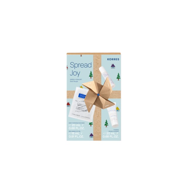 Korres Set Spread Joy Greek Yoghurt Glow Recipe Wide Awake Eye Gel Ενυδατικό Τζελ Ματιών Κατά των Μαύρων Κύκλων 15ml + Deep Hydrating Face Mask Μάσκα Προσώπου για Ενισχυμένη Ενυδάτωση 20ml + Foaming Cream Cleanser 20ml