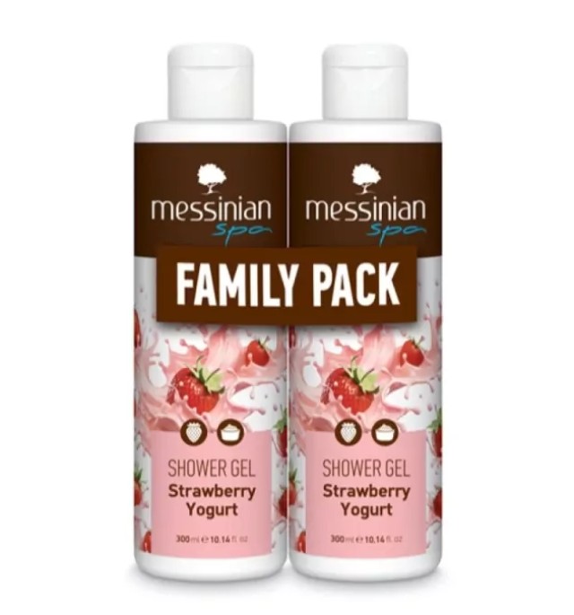 Messinian Spa Set Family Pack Αφρόλουτρο Strawberry Yogurt 2x300ml