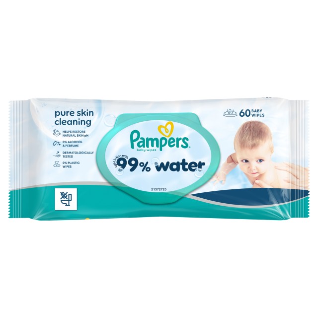 Pampers Μωρομάντηλα 99% Water 60τμχ