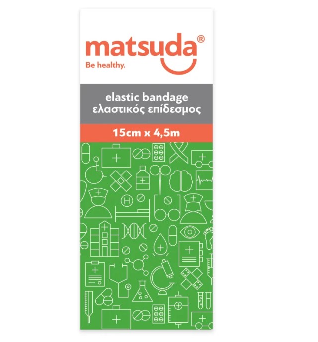 Matsuda Επίδεσμος Ελαστικός 15cmx4,5m με Άγκιστρα 1τμχ