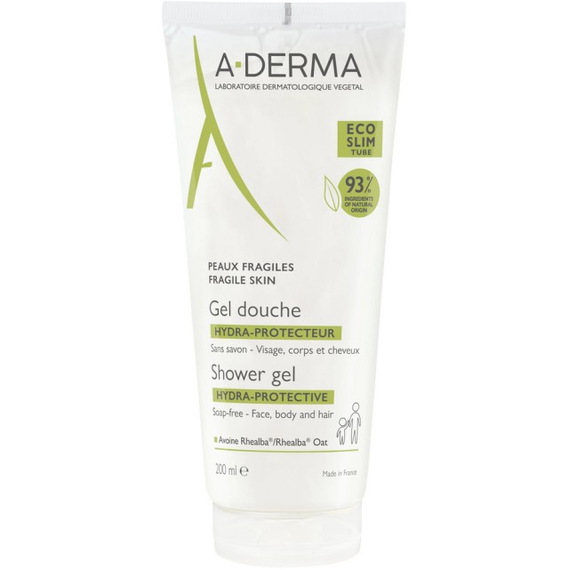 Aderma Shower Gel Hydra-Protective Eco Slim Tube 93% Ingredients Of Natural Origin 200ml