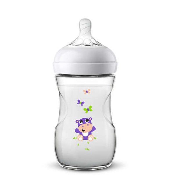 Avent Natural Μπιμπερό Ιπποπόταμος 1m+ 260ml SCF070/22