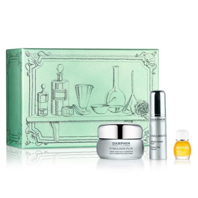 DARPHIN - GIFT SET STIMULSKIN PLUS Multi Corrective Divine Cream (50ml), Divine Eye Cream (15ml) & Elixir aux Huiles Essentielles 8-Flower Nectar (4ml)