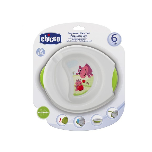 Chicco Πιάτο Warm Plate Θερμός Πράσινο 2in1 6Μ+ 1τμχ