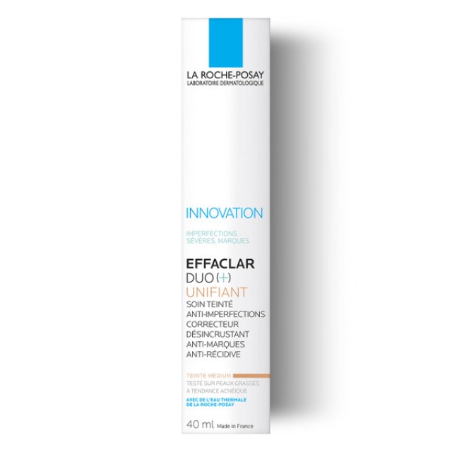 La Roche Posay Effaclar Duo (+) Unifiant Corrective Color Treatment for Uniform Face against Serious Imperfections, Blocked Pores & Medium Marks Shade, 40ml