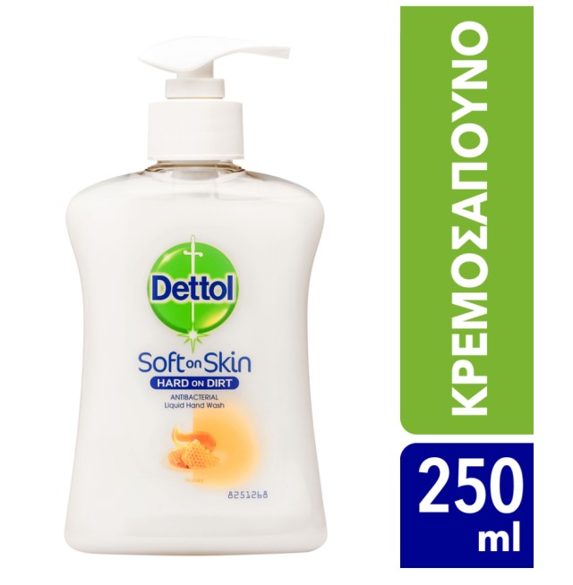 Dettol Soft on Skin Hard on Dirt Liquid Αντιβακτηριδιακό Υγρό Κρεμοσάπουνο με Μέλι 250ml