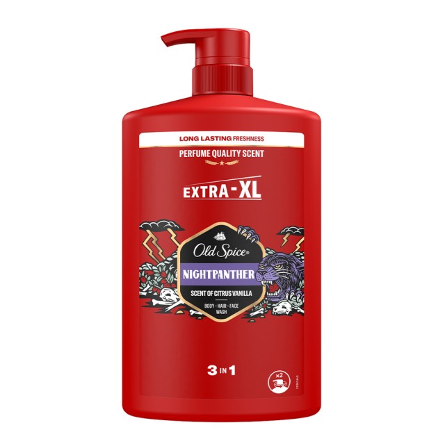 Old Spice Night Panther 3in1 Shower & Shampoo Gel Ανδρικό Αφρόλουτρο Σαμπουάν σε Μορφή Gel για Σώμα Μαλλιά & Πρόσωπο 1000ml