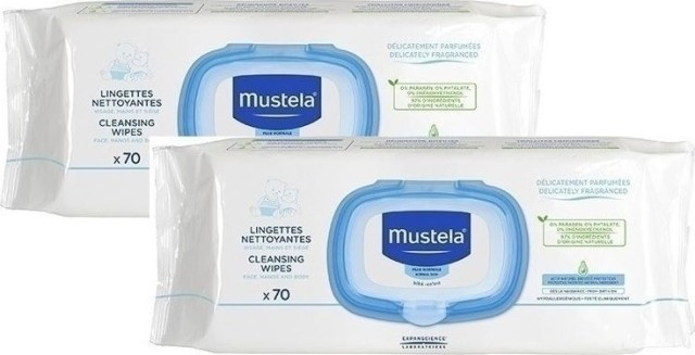 Mustela Cleansing Wipes 2x70τμχ Προσφορά -50% στο 2ο Προϊόν