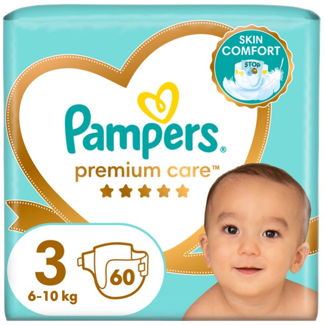 Pampers Premium Care Πάνες Μέγεθος 3 Midi 6-10 Kg 60 Πάνες
