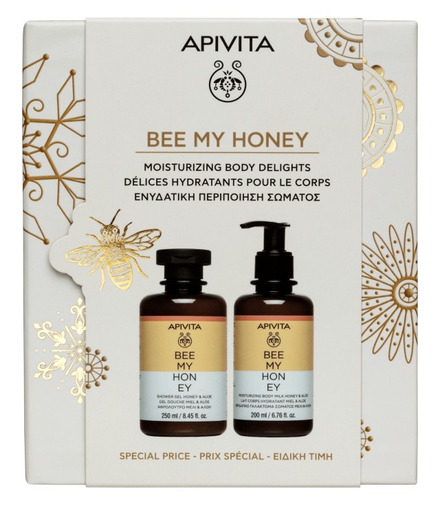 Apivita Set Bee my Honey Shower Gel with Honey & Aloe 250ml & Moisturizing Body Milk with Honey & Aloe 200ml