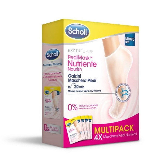 SCHOLL Ενυδατική Μάσκα Ποδιού Χωρίς Άρωμα Value Pack 4 Τεμάχια