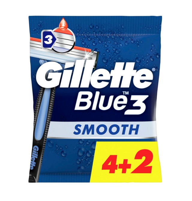 Gillette Blue3 Smooth Ξυραφάκια μιας Χρήσης (4+2 Δώρο) 1τμχ