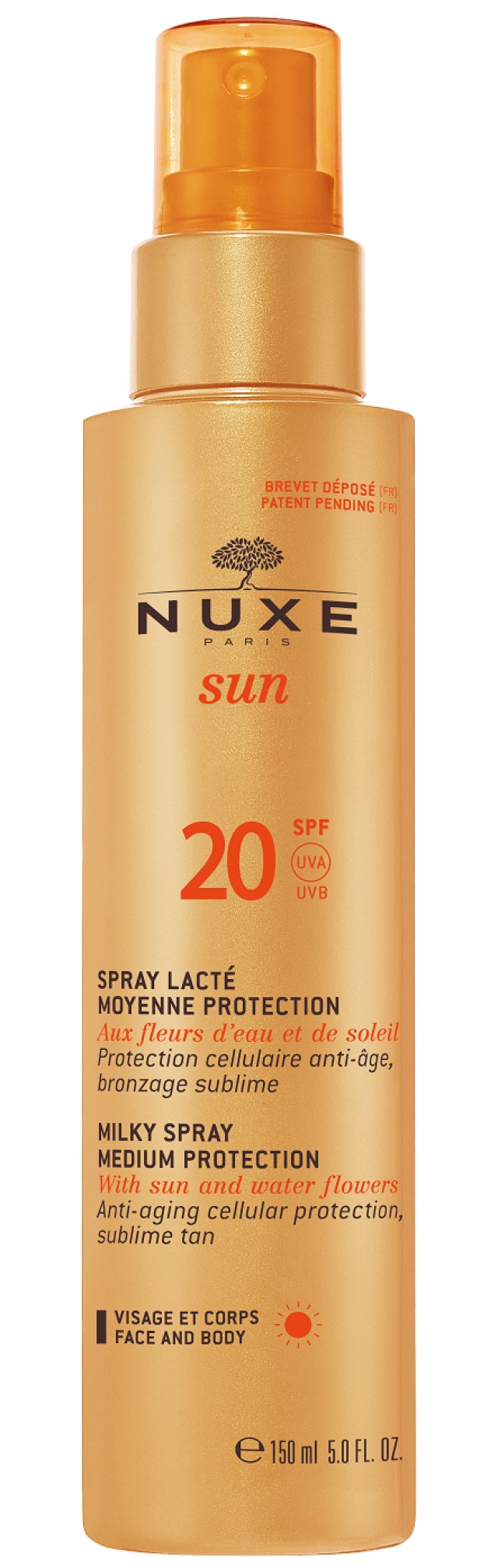 Nuxe Sun Milky Spray Medium Protection SPF20 Αντιηλιακό Γαλάκτωμα για Πρόσωπο & Σώμα 150ml