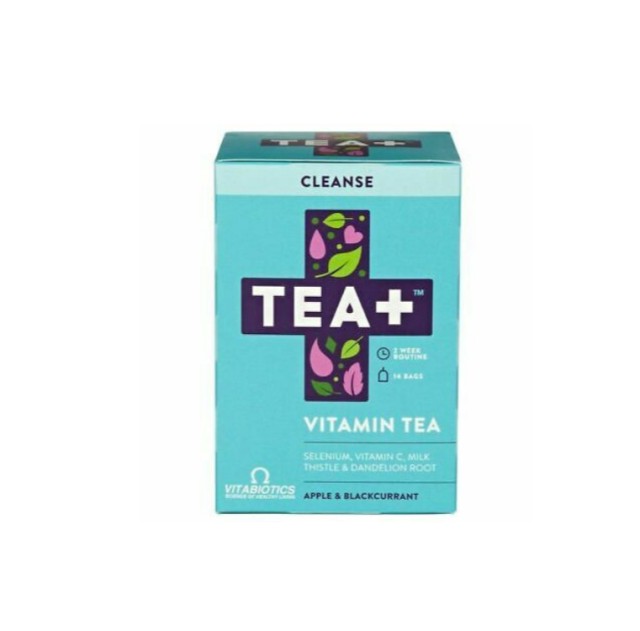 Vitabiotics TEA+ Cleanse Vitamin Tea με Γεύση Mήλο & Bατόμουρο 14τμχ