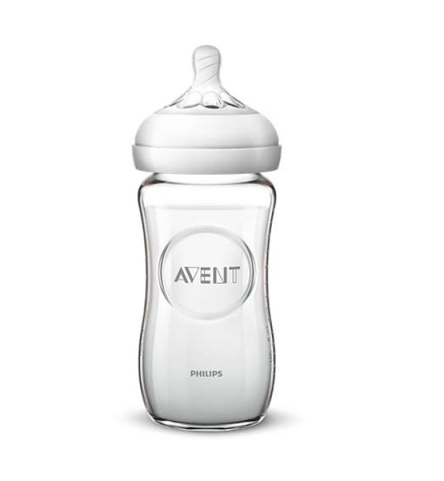 Avent Natural Γυάλινο Μπιμπερό 240ml 1m+ SCF053/17