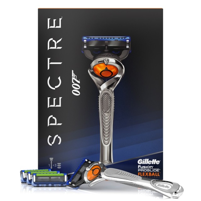 GILLETE SPECTRE 007 Fusion ProGlide Flexball 3 Ανταλλακτικά ΜΕ ΔΩΡΟ την Ξυριστική Μηχανή