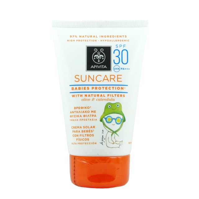 Apivita Suncare Αντηλιακή Κρέμα Υψηλής Προστασίας για Βρέφη και Νήπια με Ελιά & Καλέντουλα SPF30 100ml