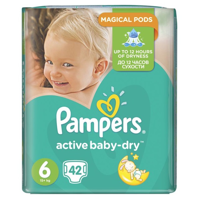 PAMPERS Active Baby Dry No.6 (15+Kg) 42τμχ.