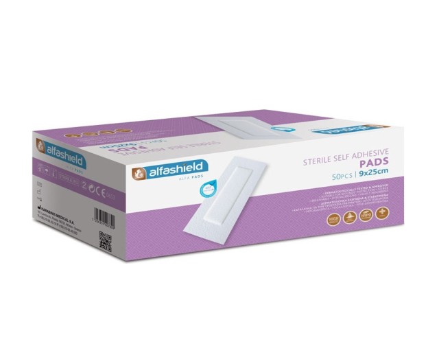 Alfa Gauze Self Adhesive Pad 9cmx15cm Αποστειρωμένο Αντικολλητικό Υποαλλεργικό Αυτοκόλλητο Επίθεμα 50τμχ