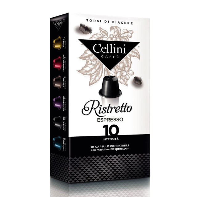Cellini Καφές Ristretto Espresso (Συμβατές με Nespresso) 10caps