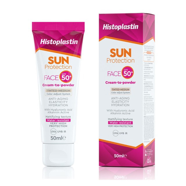 Histoplastin Sun Protection Face Cream to Powder Tinted-Medium SPF50 50ml