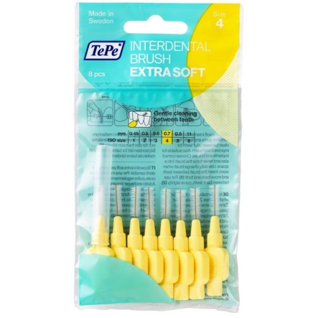 TePe Μεσοδόντια Βουρτσάκια Extra Soft Κίτρινο 0.7mm 8τμχ
